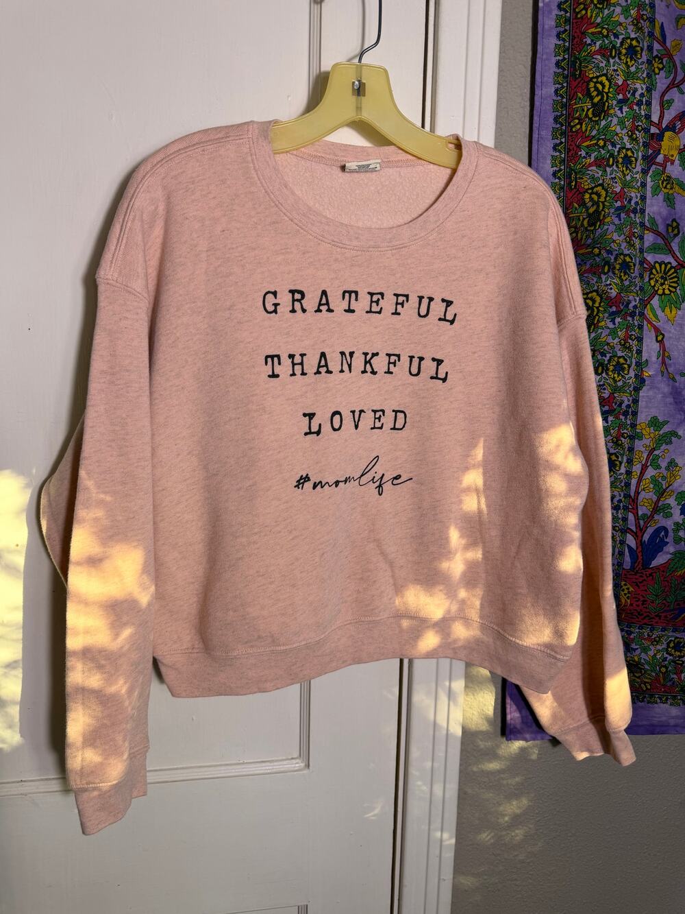 Grateful Thankful Loved Mom Life Sweatshirt - Medium